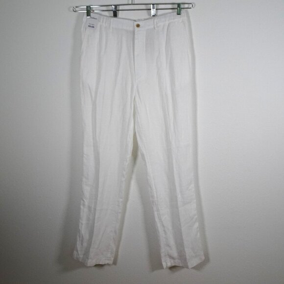 Roundtree Yorke Caribbean Linen Pants Big Men's Size 40x36 White Resort Beach - Picture 1 of 12